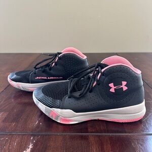 Under Armour Black and Pink Sneakers with Mid-Top Design